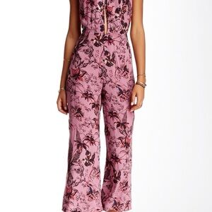 Free People Pink Floral Jumpsuit